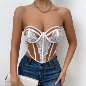 bustier sexy blanc en dentelle