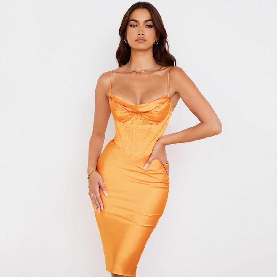 robe soirée orange chic