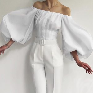 Élégant Bustier Blanc à Manches Longues