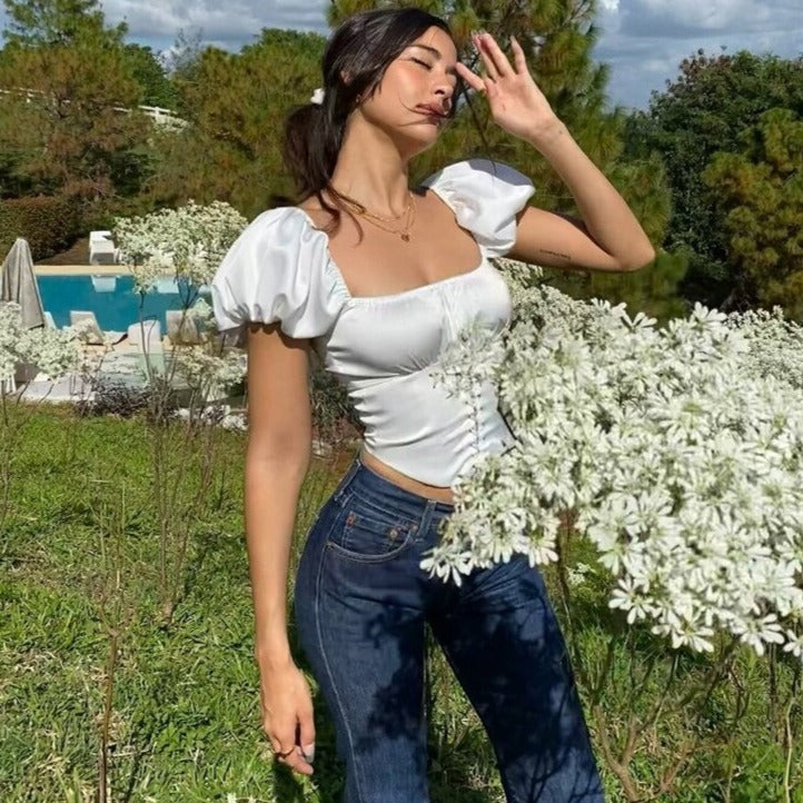 top corset blanc élégance