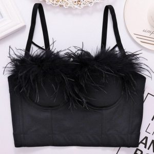 bustier plume noir élégant