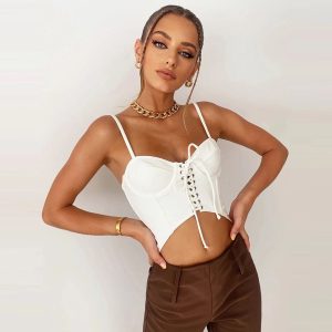 Corset crop top blanc