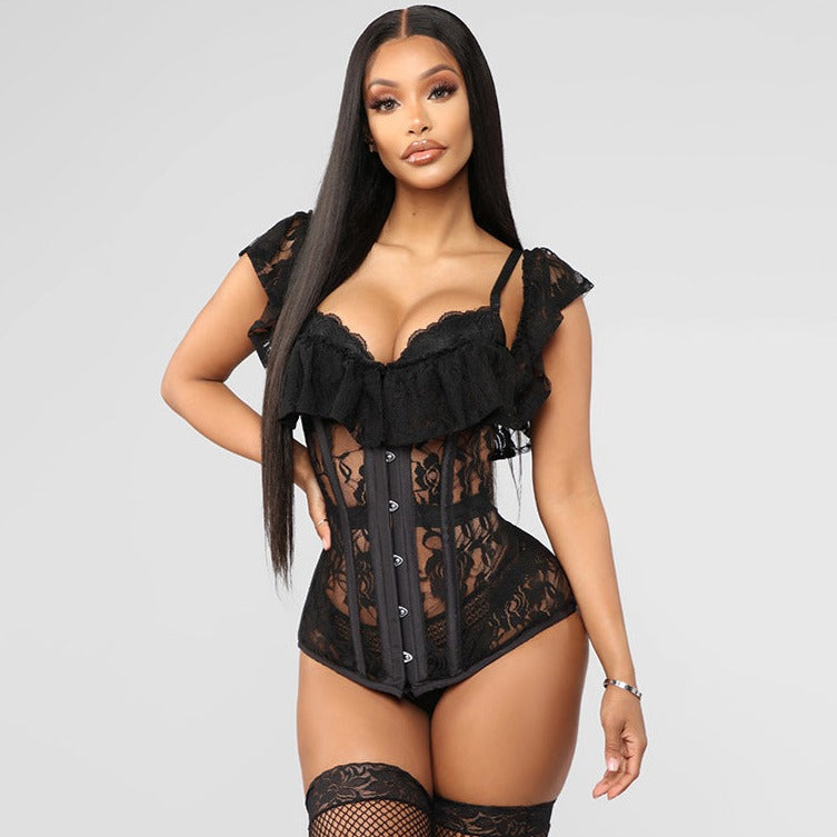 corset en dentelle noire