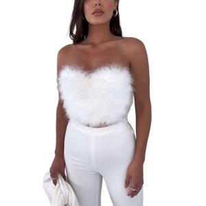plumes blanches bustier top