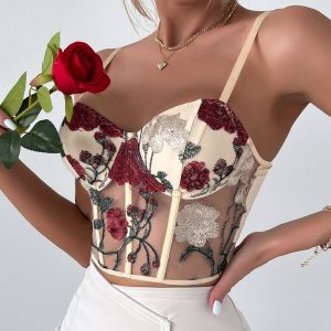 corset fleuri blanc
