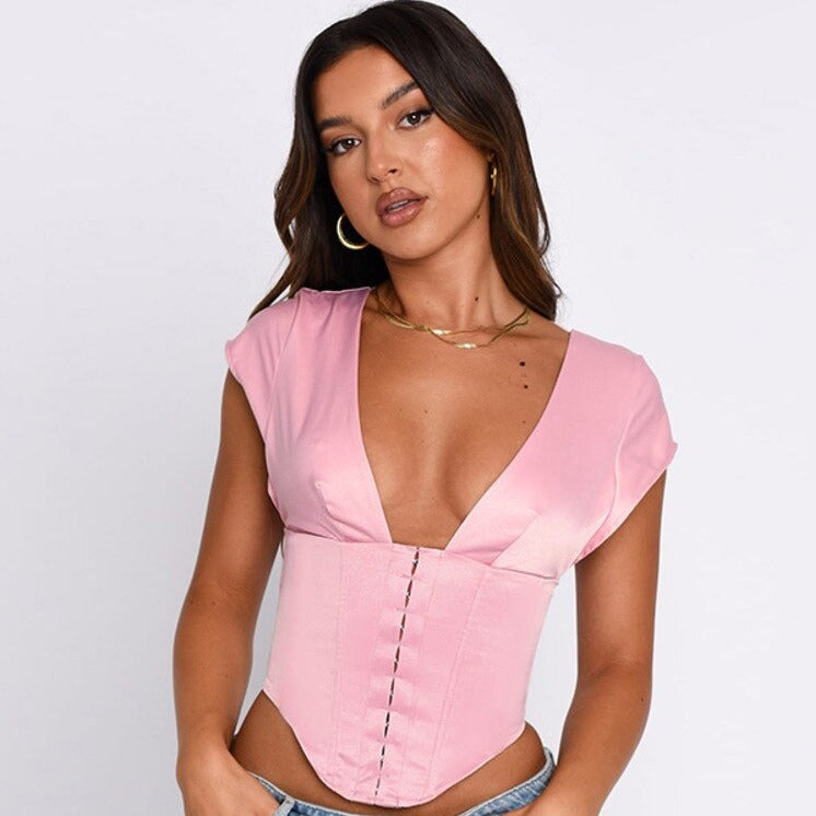 top corset rose élégant