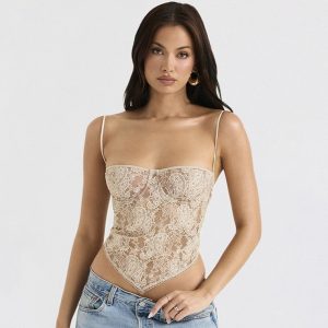 top bustier dentelle crème