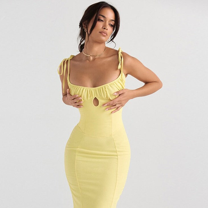 tenue chic jaune bustier