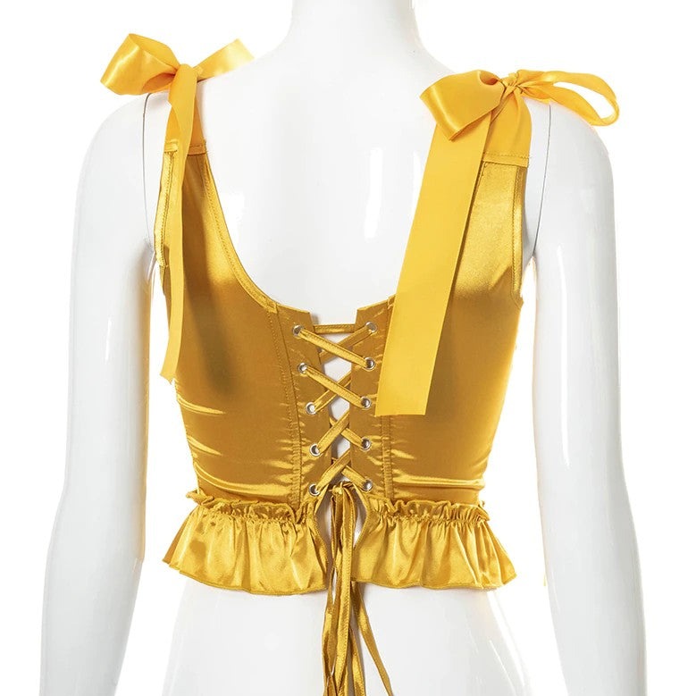 vêtement victorien corset jaune