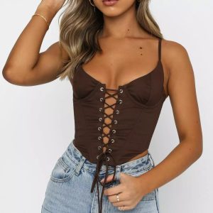 Top Facon Corset Moderne Marron