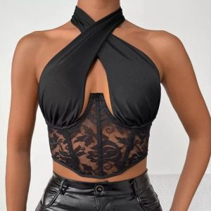 Corset Crop Top Noir