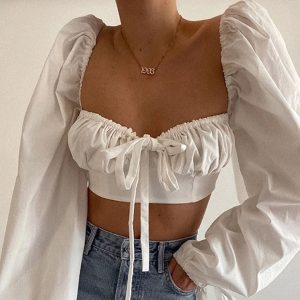 Blouse Bustier Crop Top Blanc