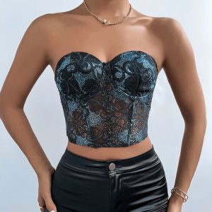 bustier top bleu