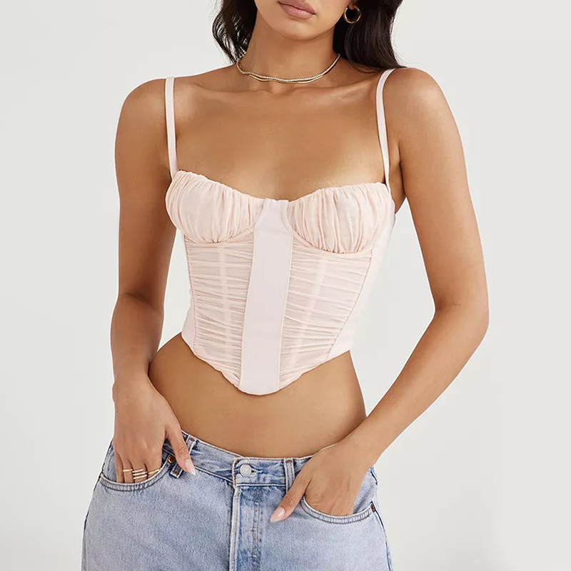 bustier rose à bretelles fines