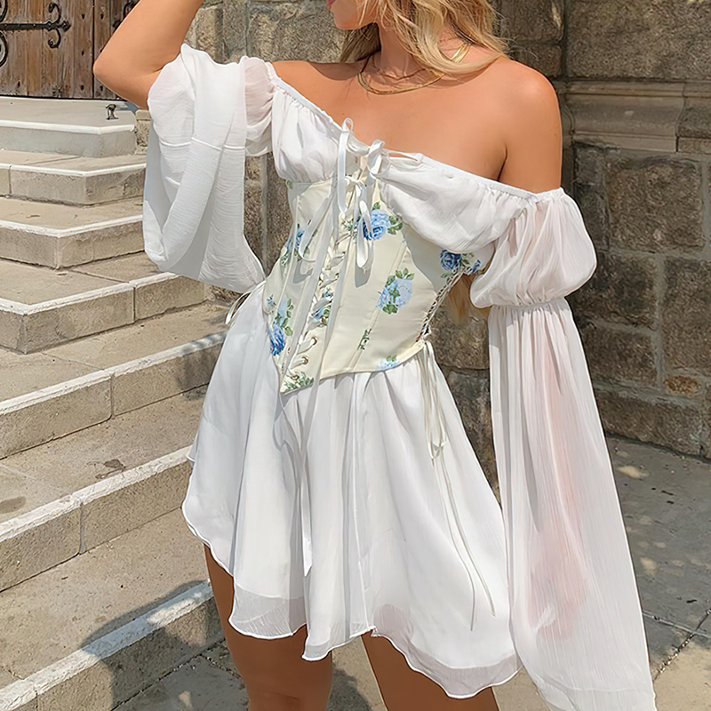 corset lacé robe florale