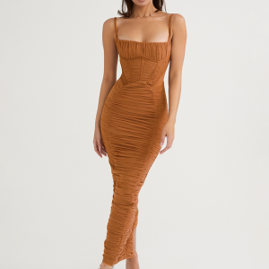 robe corset bretelles marron