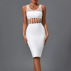 robe avec corset transparent blanche