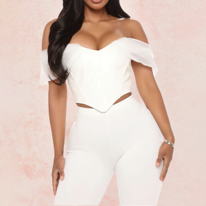 top bustier en cuir blanc