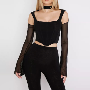 Top bustier noir style corset