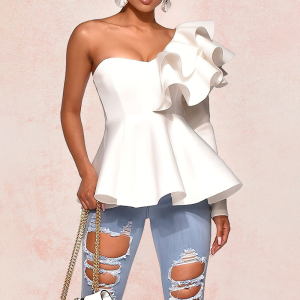 top bustier péplum blanc