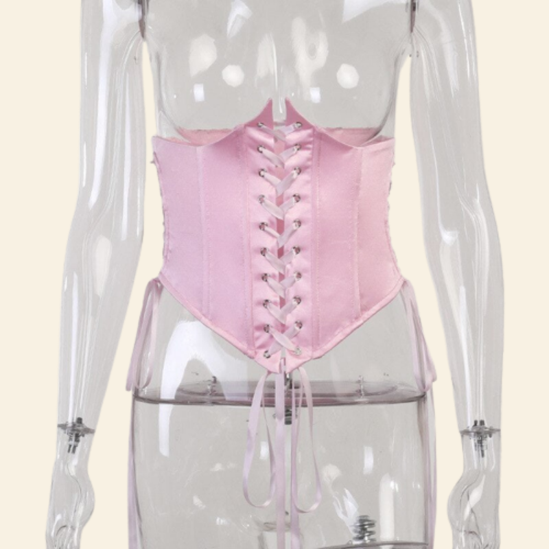 corset rose élégant
