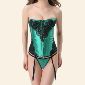 corset bustier dentelle vert