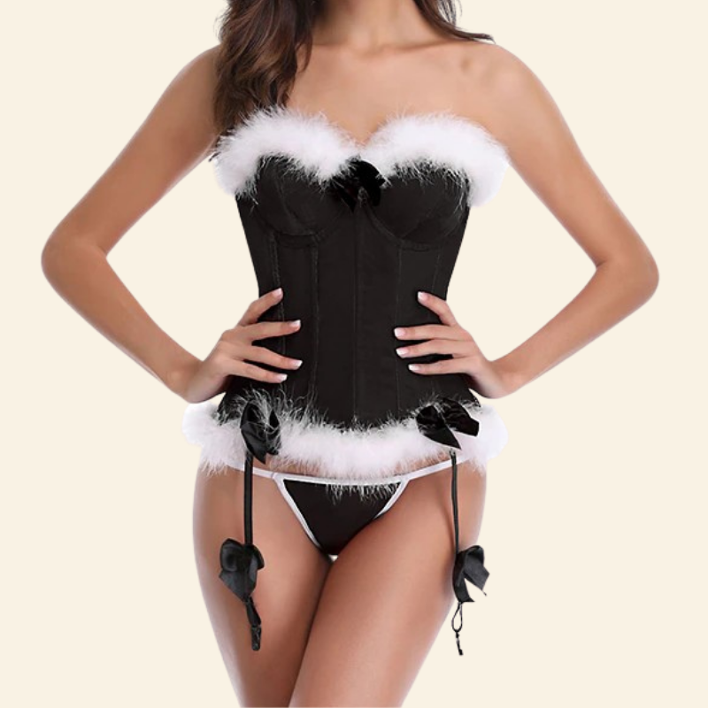 corset bustier noir avec porte-jarretelles