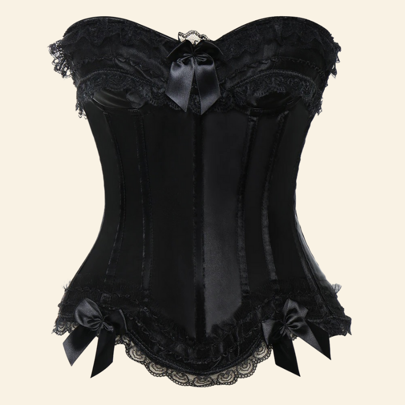 corset gothique en satin noir