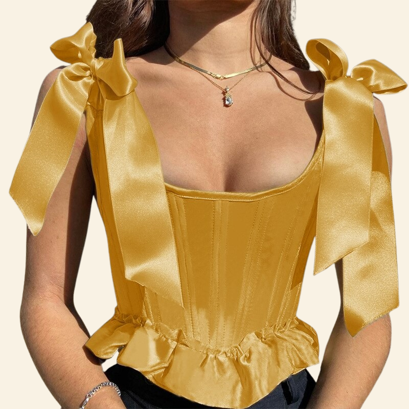 elegant corset jaune rubans