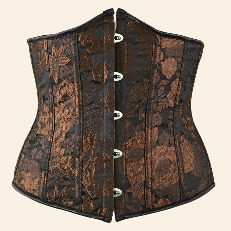 corset underbust floral brun
