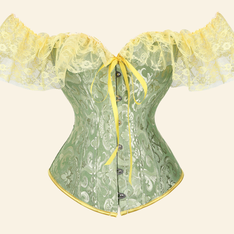 Corset Gothique Vert Manches Courtes