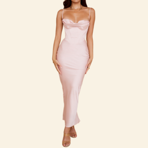 robe corset longue cocktail rose