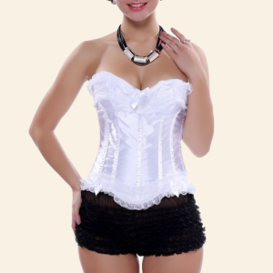 corset sexy en satin blanc